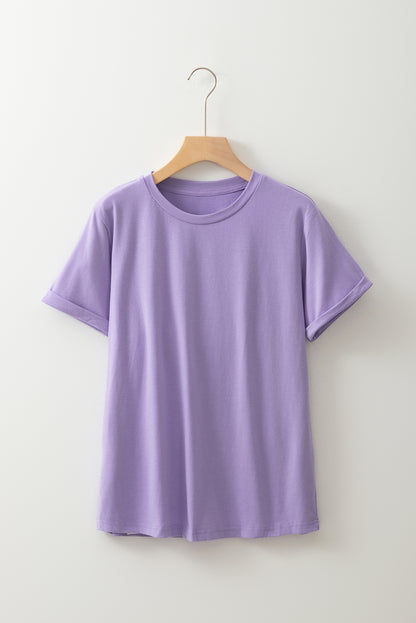 White Casual Crew Neck Short Sleeve Basic Tee