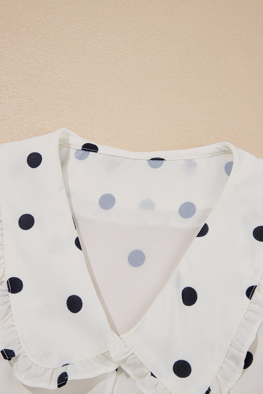 Polka Dot Peter Pan Collar Puff Sleeve Peplum Blouse