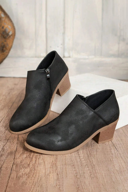 Philippine Gray Tulip Opening Suede Ankle Boots