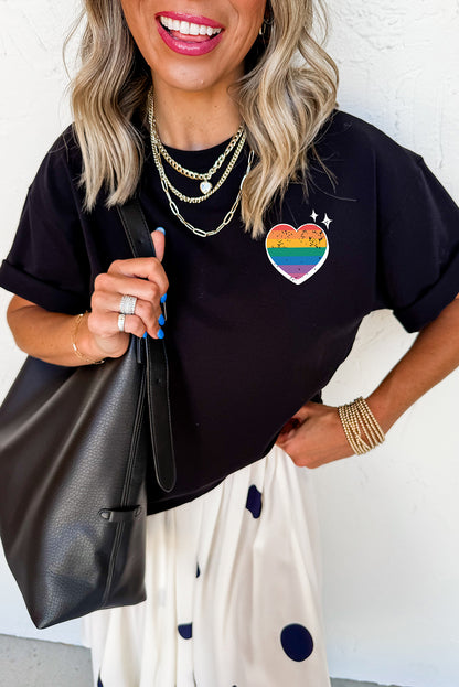 In My Pride Era Rainbow Heart Graphic Cotton Blend Tee