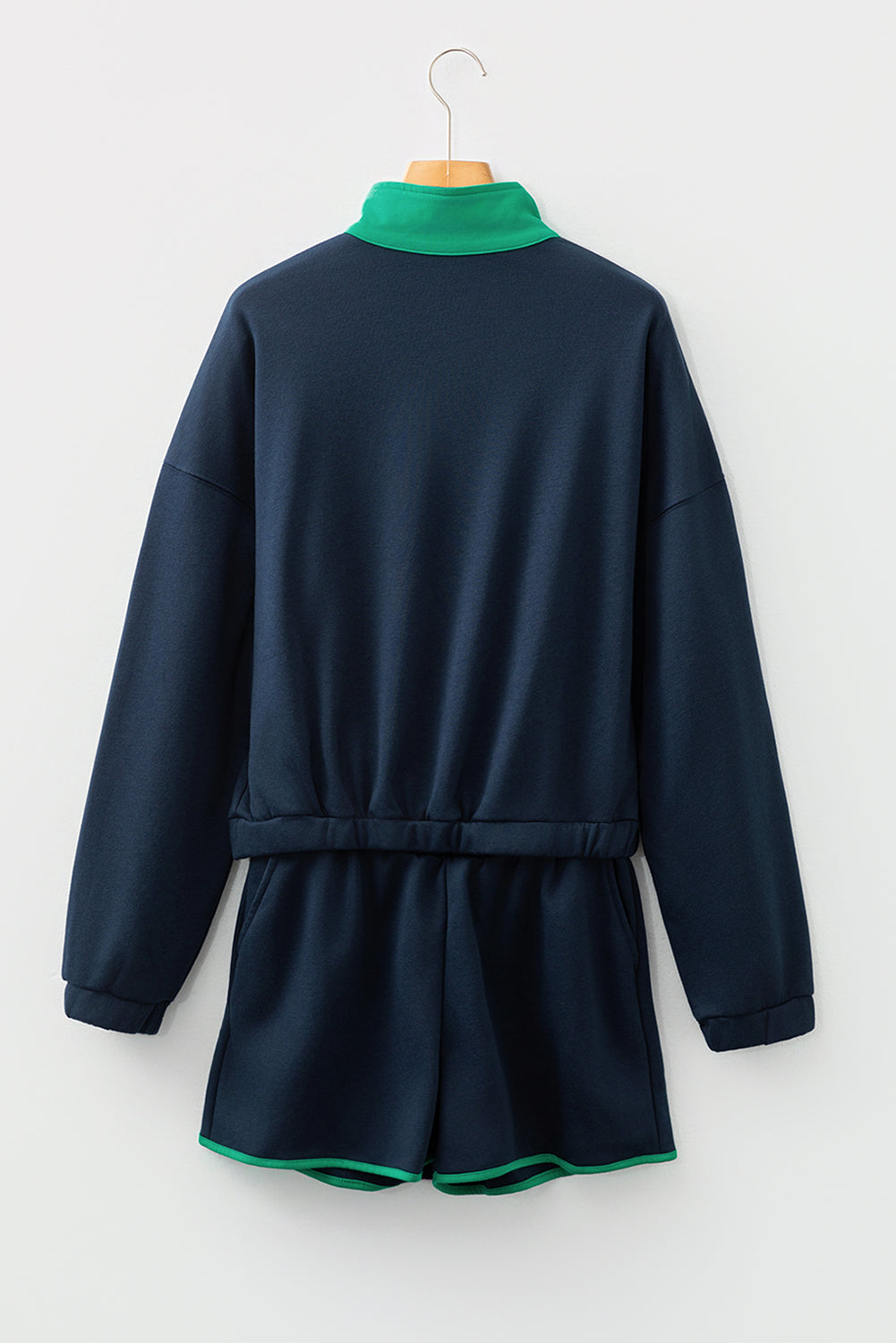 Color Block Patchwork Pullover and Shorts 2pcs Set