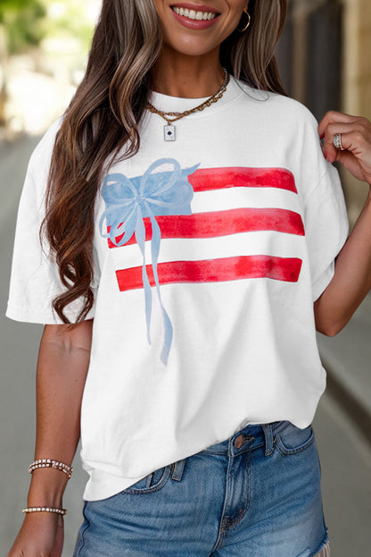 Blue Flag Bow Graphic Tee Flag Day Independence