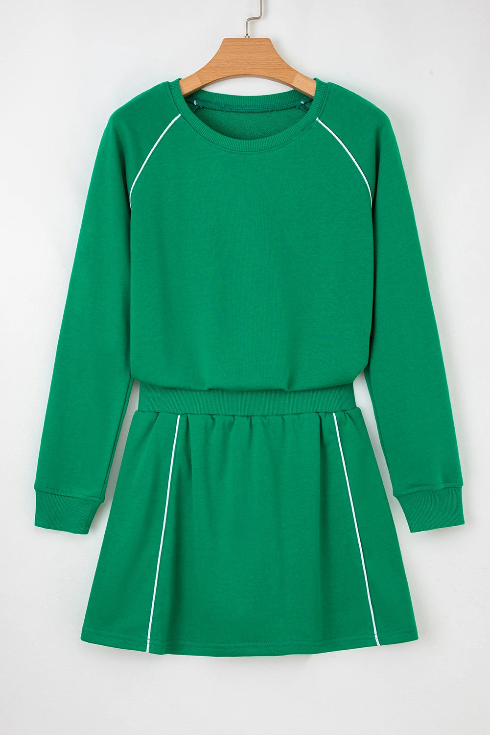 Customizable Contrast Piping Pullover and Mini Skirt Set