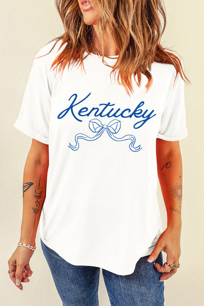 Kentucky Bow Graphic Short Sleeve Casual T Shirt
