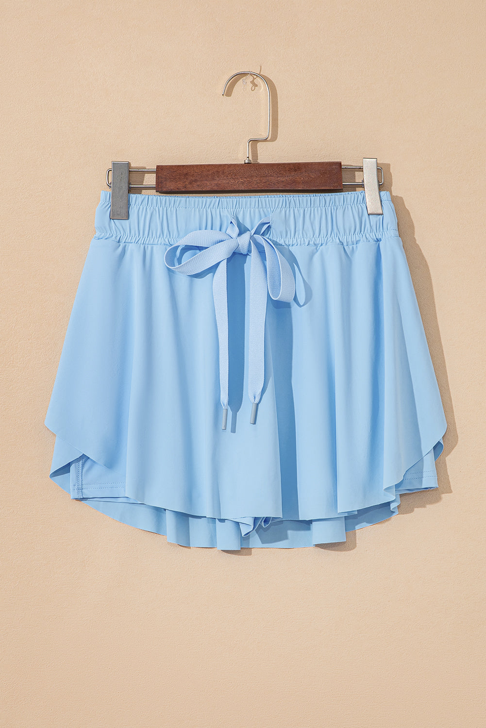 Black High Waist Drawstring Tennis Skort with Lining