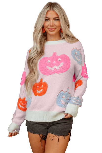 Cozy Halloween Jack-O’-Lantern Knit Pullover Sweater