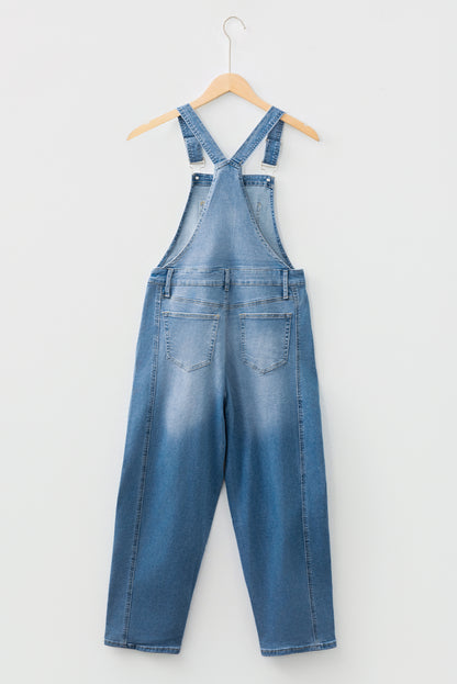 Dusk Blue Barrel Leg Denim Overalls