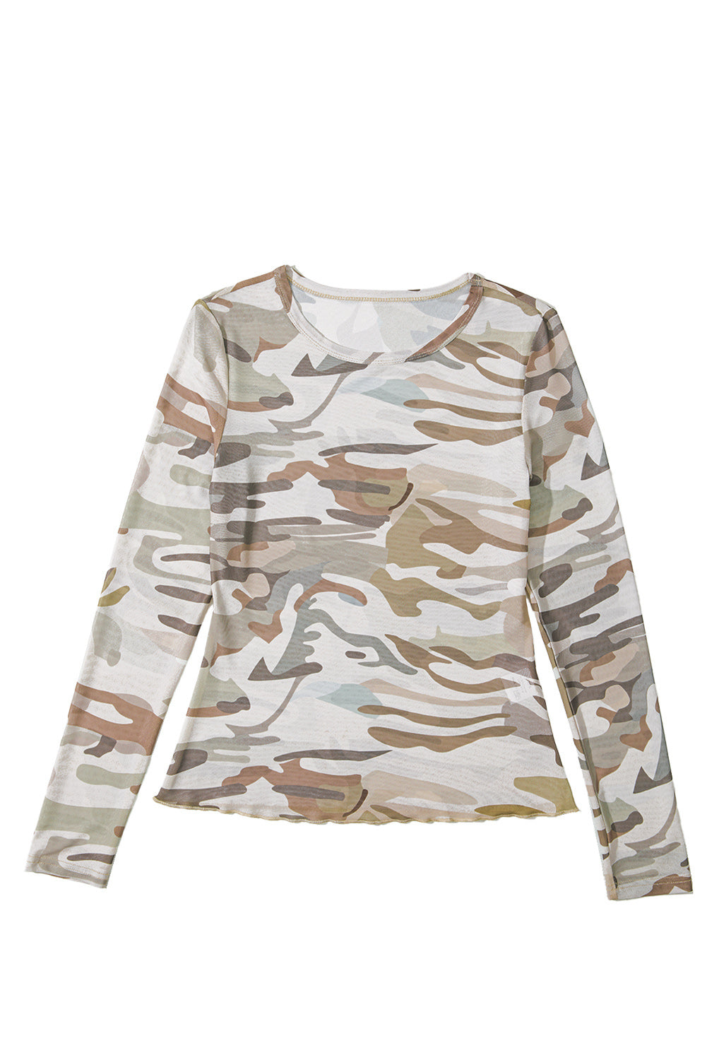 Western Camo Mesh Long Sleeve Top for Women