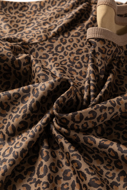 Western Leopard Print Crew Neck Casual Tee for Women