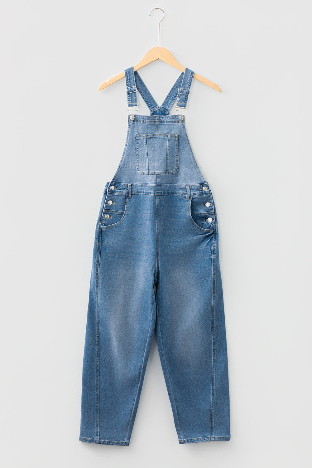 Dusk Blue Barrel Leg Denim Overalls