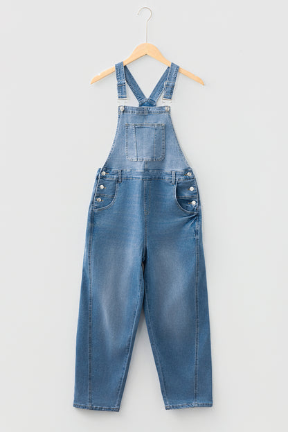Dusk Blue Barrel Leg Denim Overalls