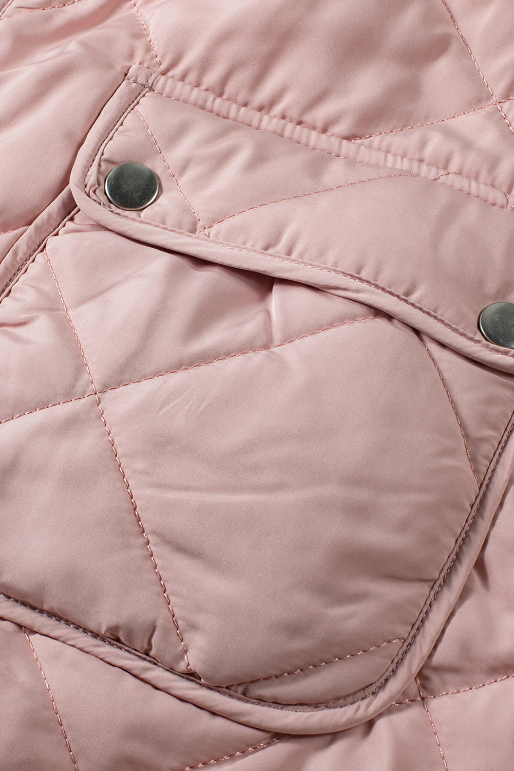 Pink Fleece Lined Quilted Zip Up Vest Jacket