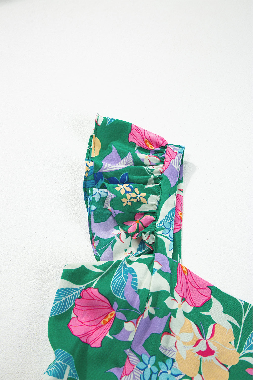 Easter Floral Square Neck Ruffle Strap Maxi Dress