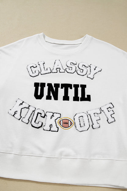 CLASSY UNTIL KICKOFF Football Graphic Oversized Sweatshirt