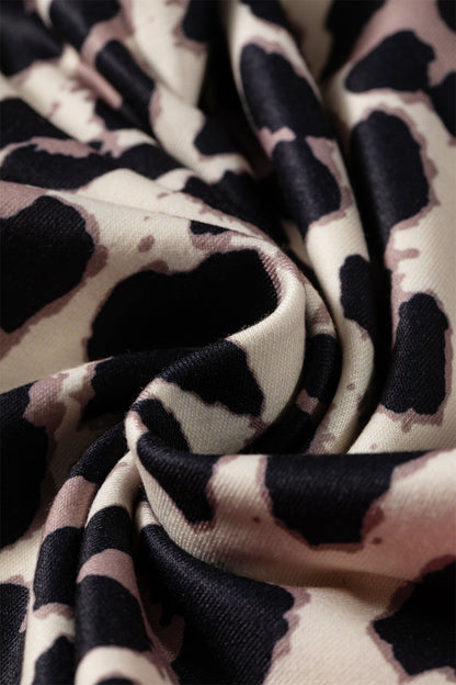 Leopard Print Tie Waist Wide Leg Lounge Pants Women