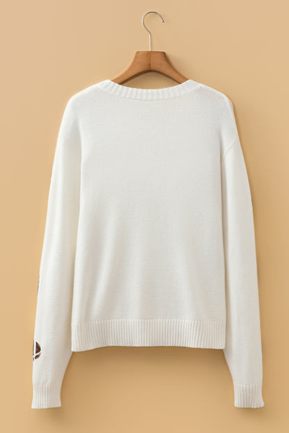 Back to School Sequin Football Game Day Knit Sweater
