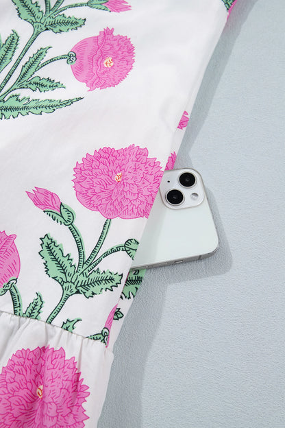 Floral Embroidered V Neck Mini Dress Women Casual