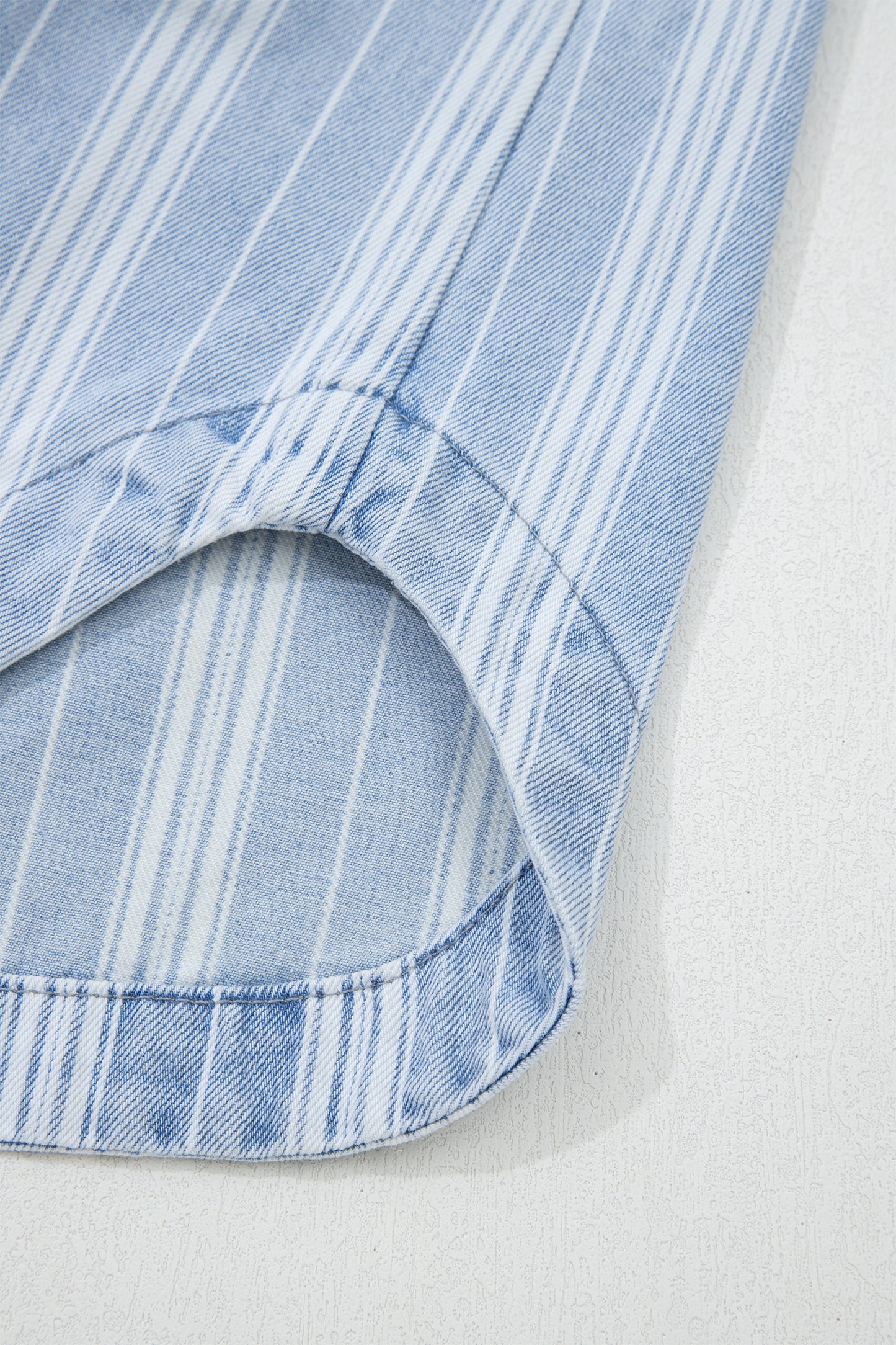 Striped Denim Shacket for Women Button Down Shirt Jacket
