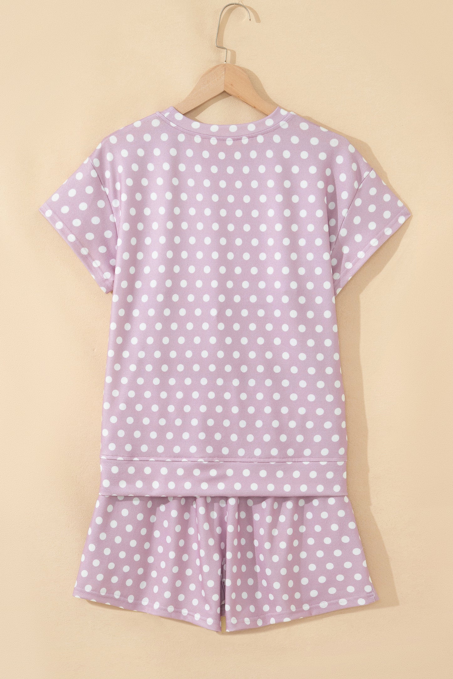 Polka Dot Lounge Short Set Casual Two Piece Outfit