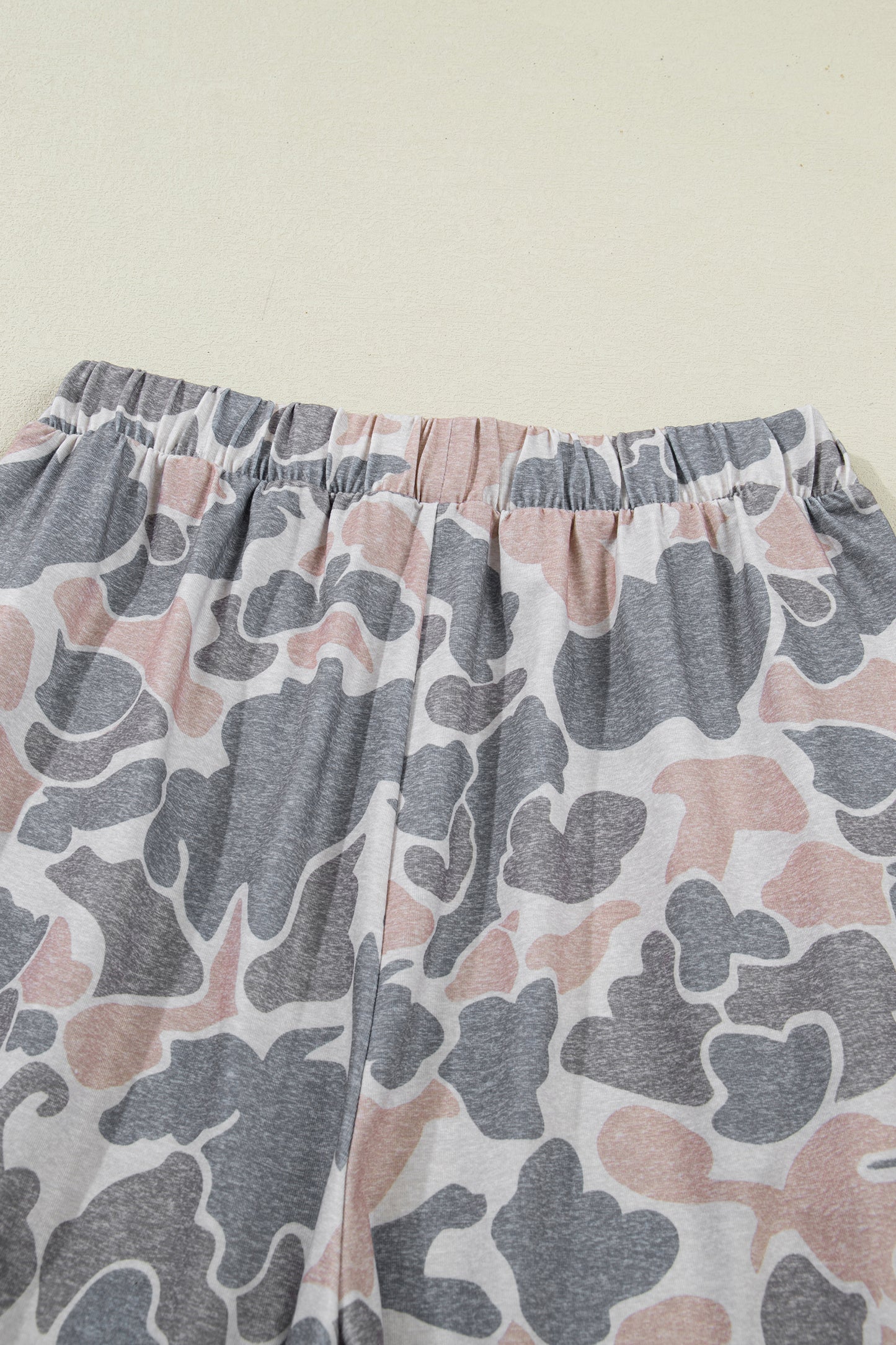Camo Print Cotton Tee & Wide Leg Lounge Set
