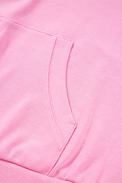 Bonbon Checkered Patchwork Half Zip Hoodie with Pocket