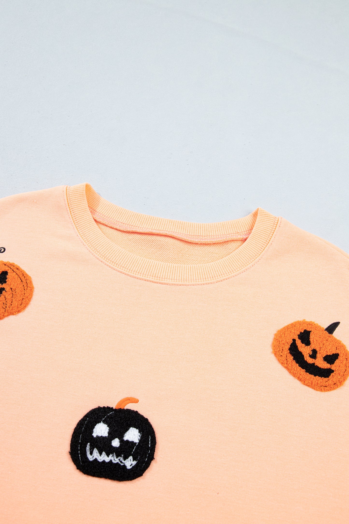 Pumpkin Sweatshirt Halloween Embroidered Oversized Fit