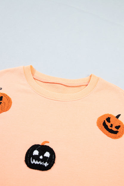 Pumpkin Sweatshirt Halloween Embroidered Oversized Fit