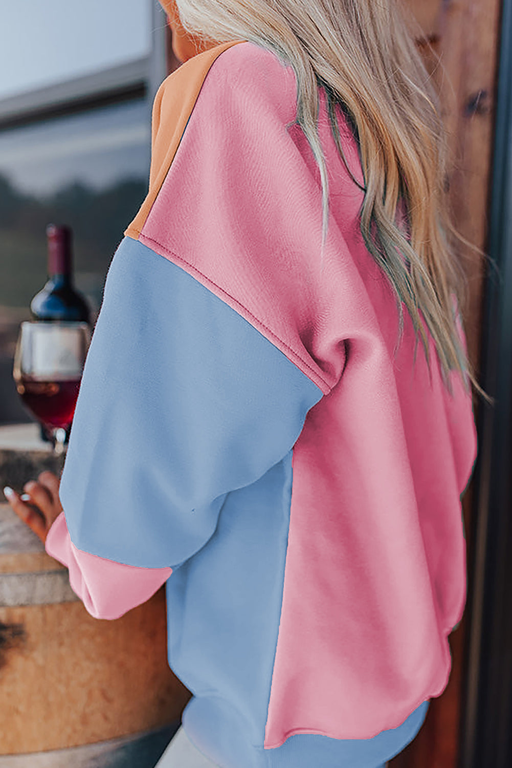 Mauve Colorblock Drop Shoulder Oversized Sweatshirt