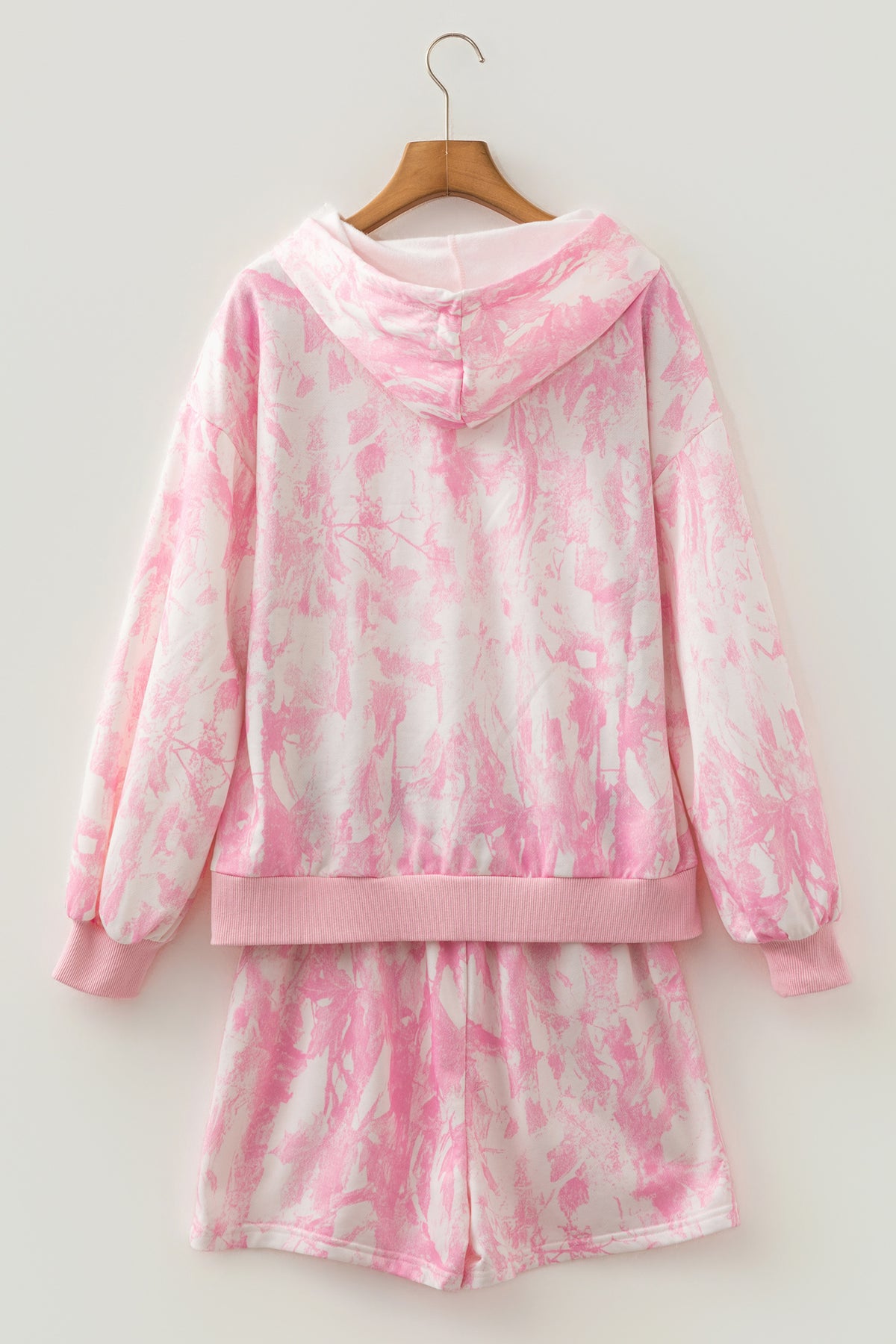 Pink Tie Dye Hoodie Shorts Set 2PC Lounge Set