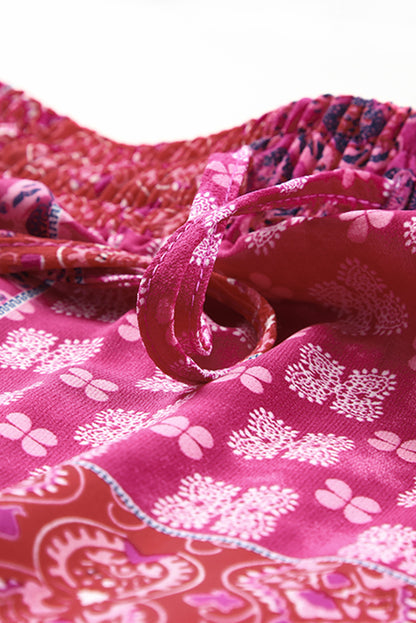 Paisley Print Tiered Maxi Skirt with Pockets