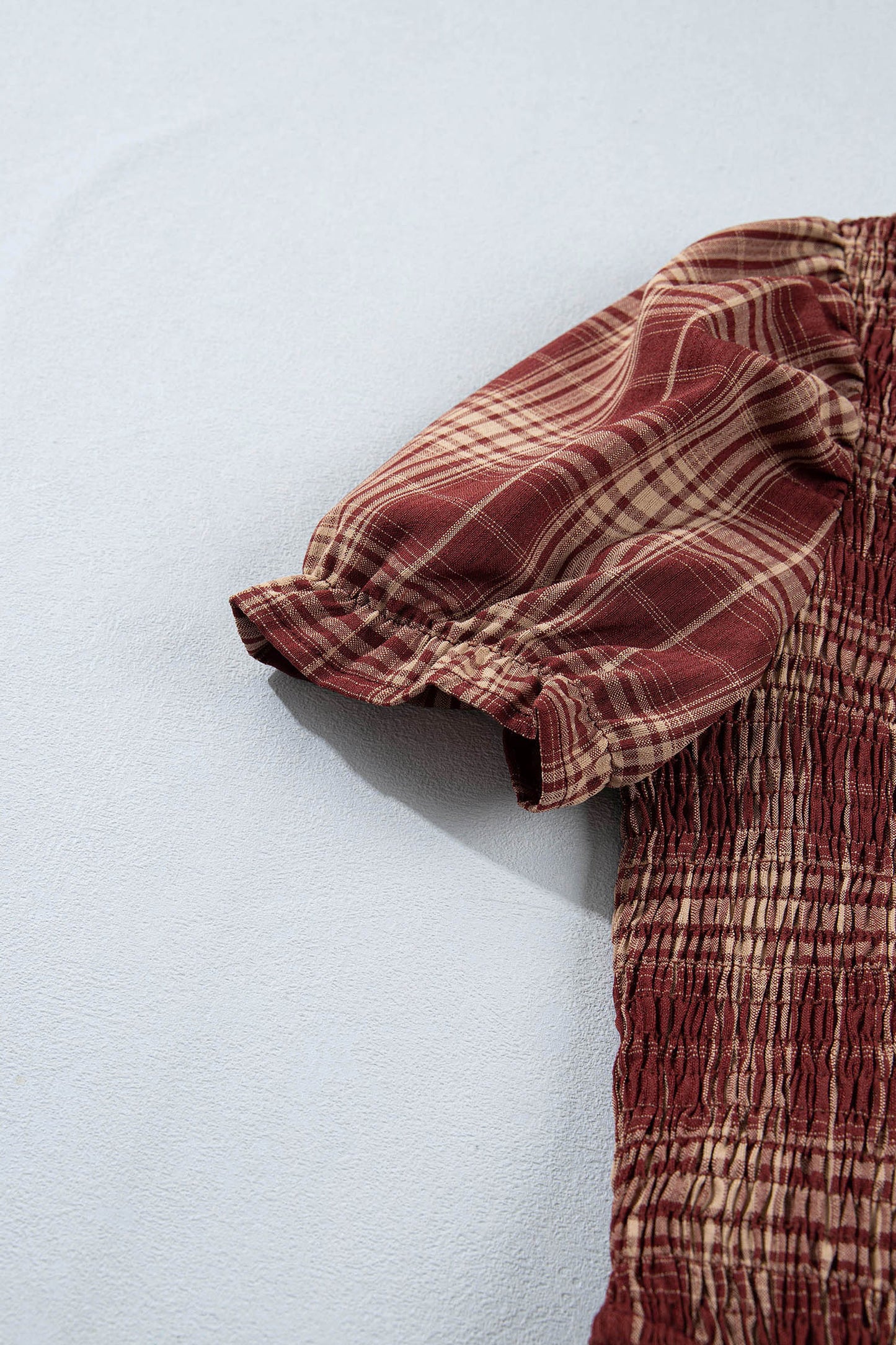 Western Plaid Puff Sleeve Midi Dress Tie Front