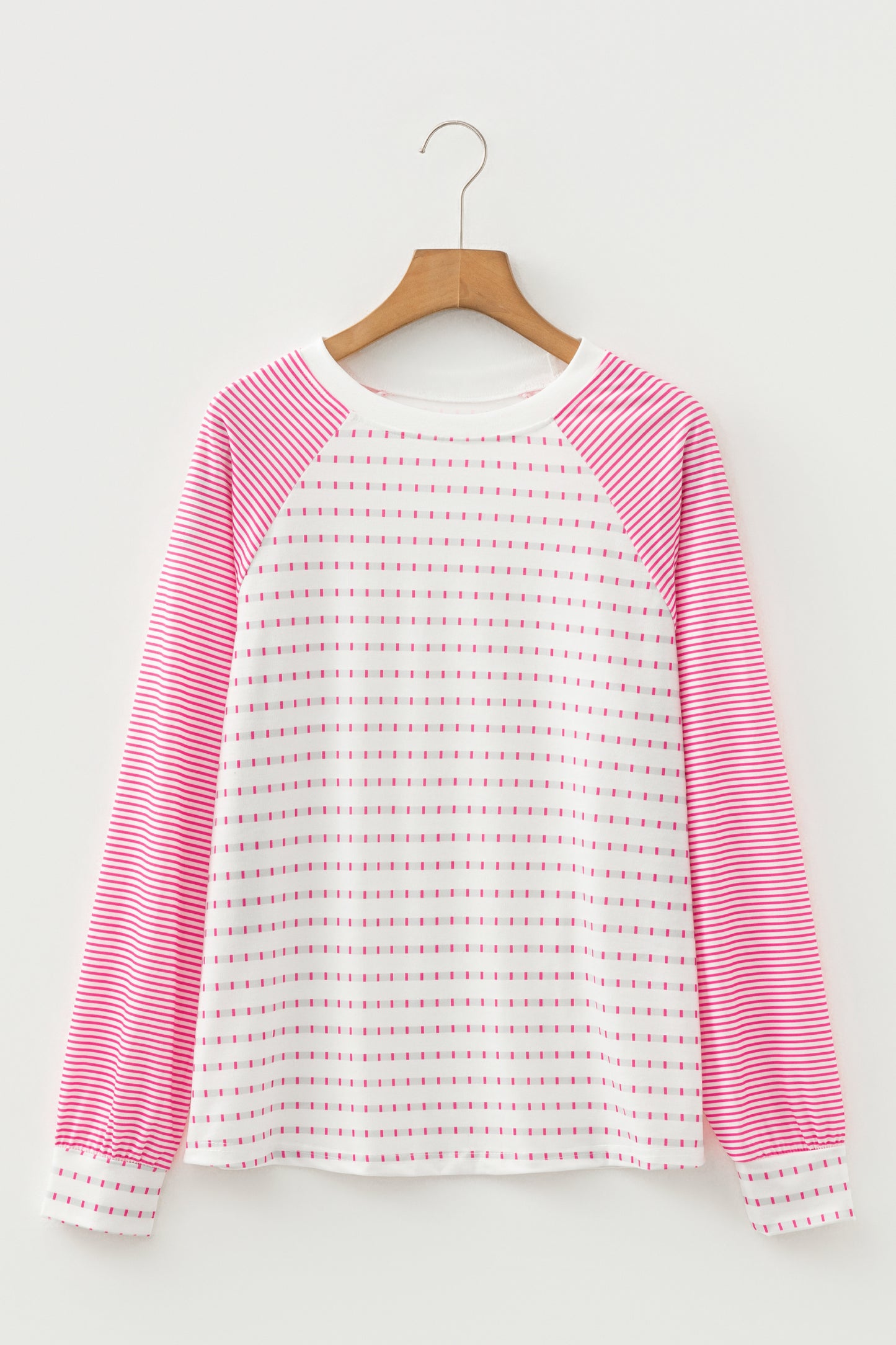 Striped Raglan Sleeve Color Block Long Sleeve Top