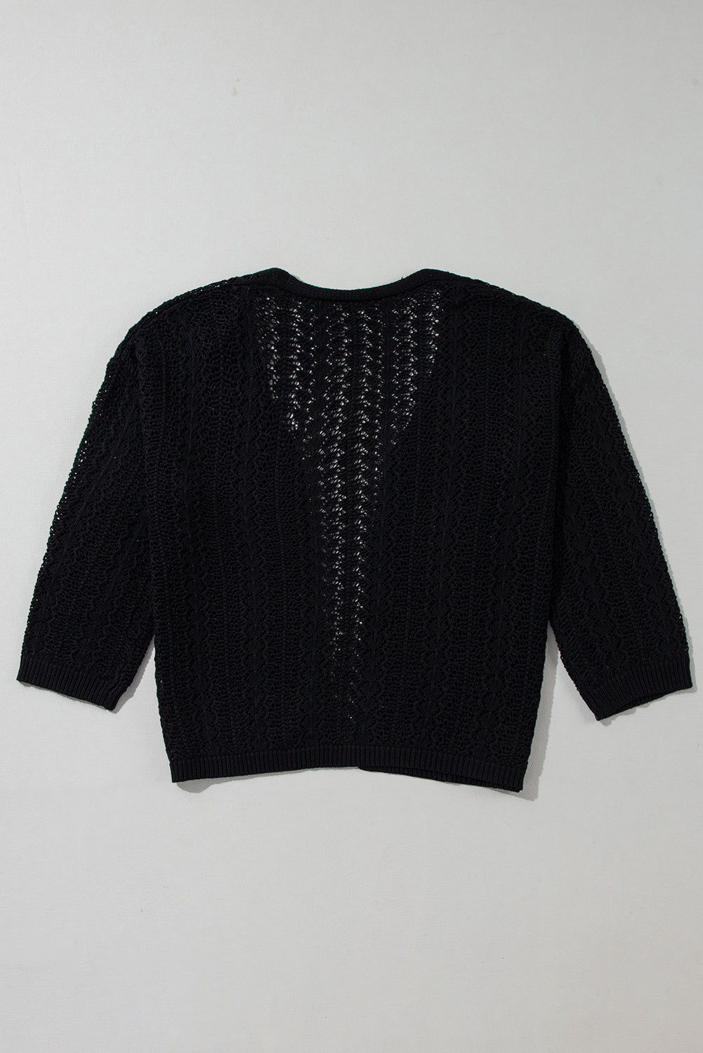 Chic Hollow Out Knit Cardigan with Drop Shoulders