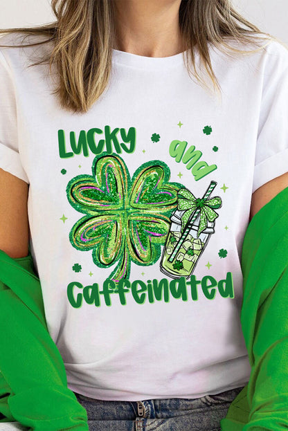 St. Patrick’s Lucky & Caffeinated Clover Graphic Tee
