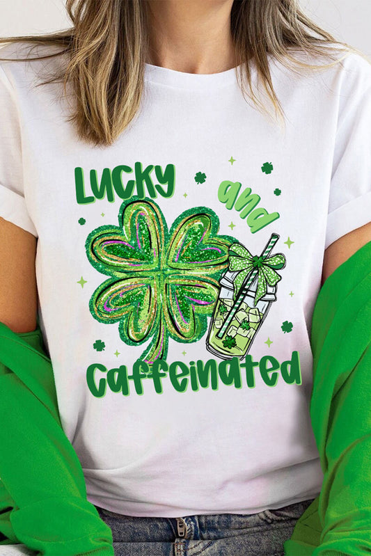 St. Patrick’s Lucky & Caffeinated Clover Graphic Tee