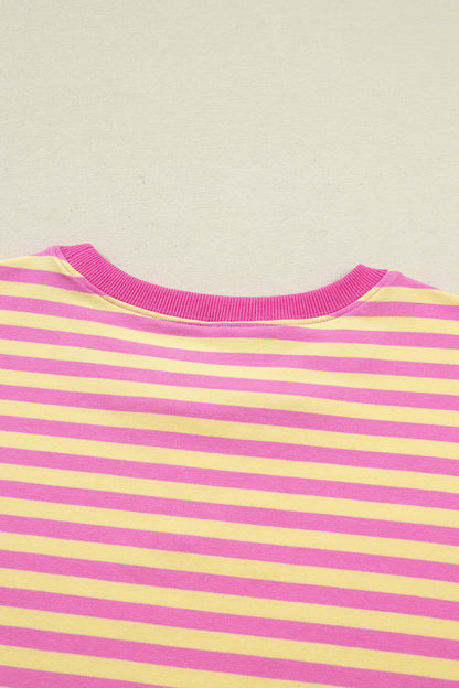 Striped Two Piece Lounge Set Womens Tee and Shorts