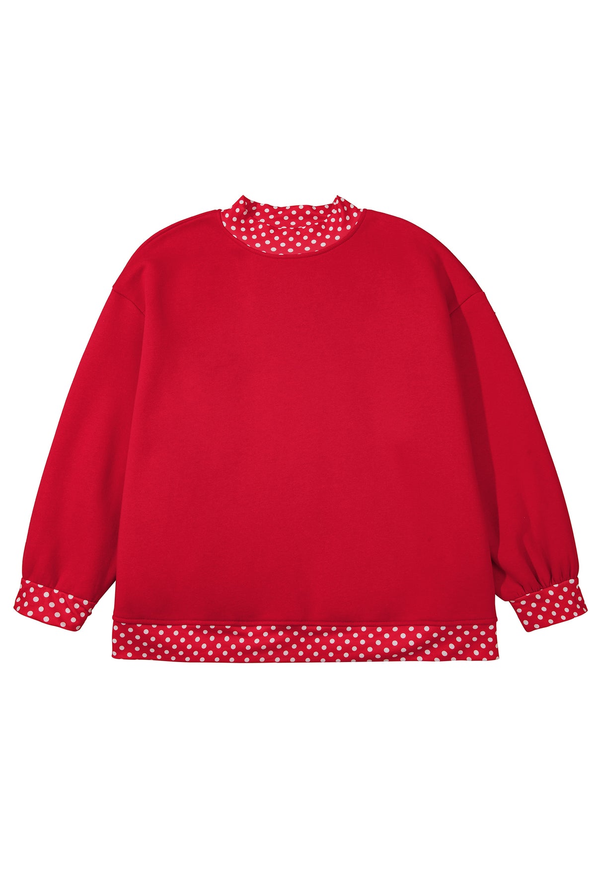 Polka Dot Trim Plus Size Crew Neck Tunic Sweatshirt