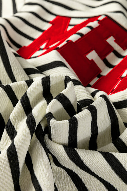 Black Striped MERRY Christmas Sweatshirt Drop Shoulder Pullover
