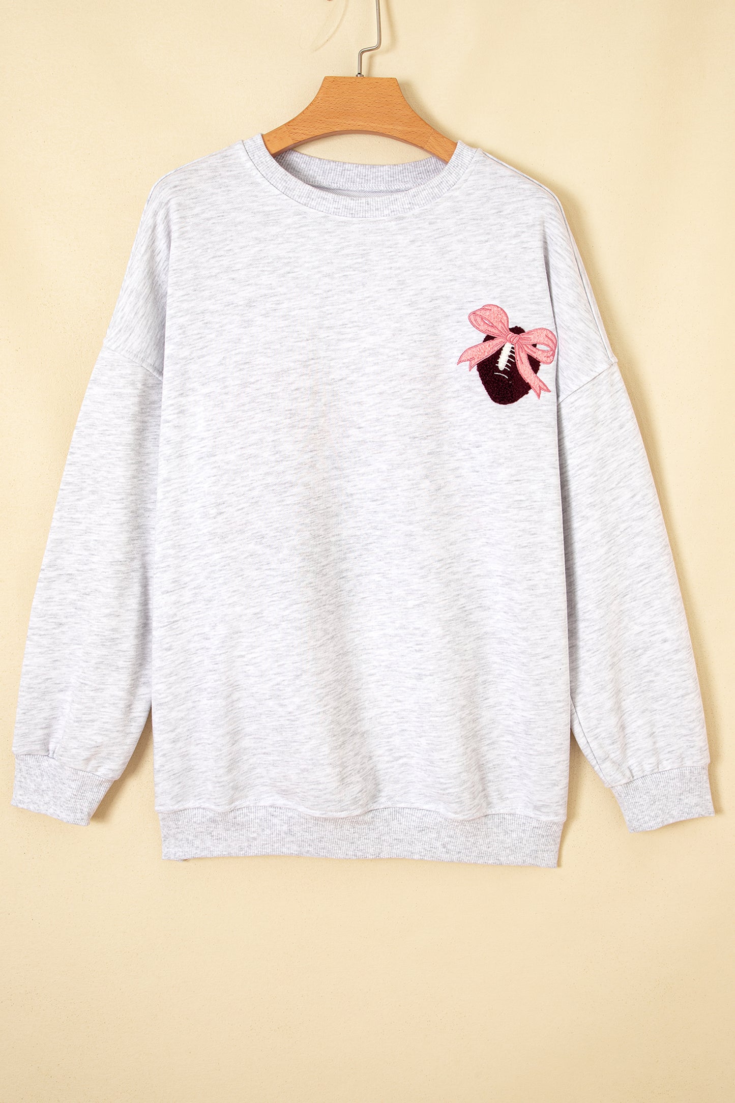 Embroidered Football Bow Back Game Day Sweatshirt