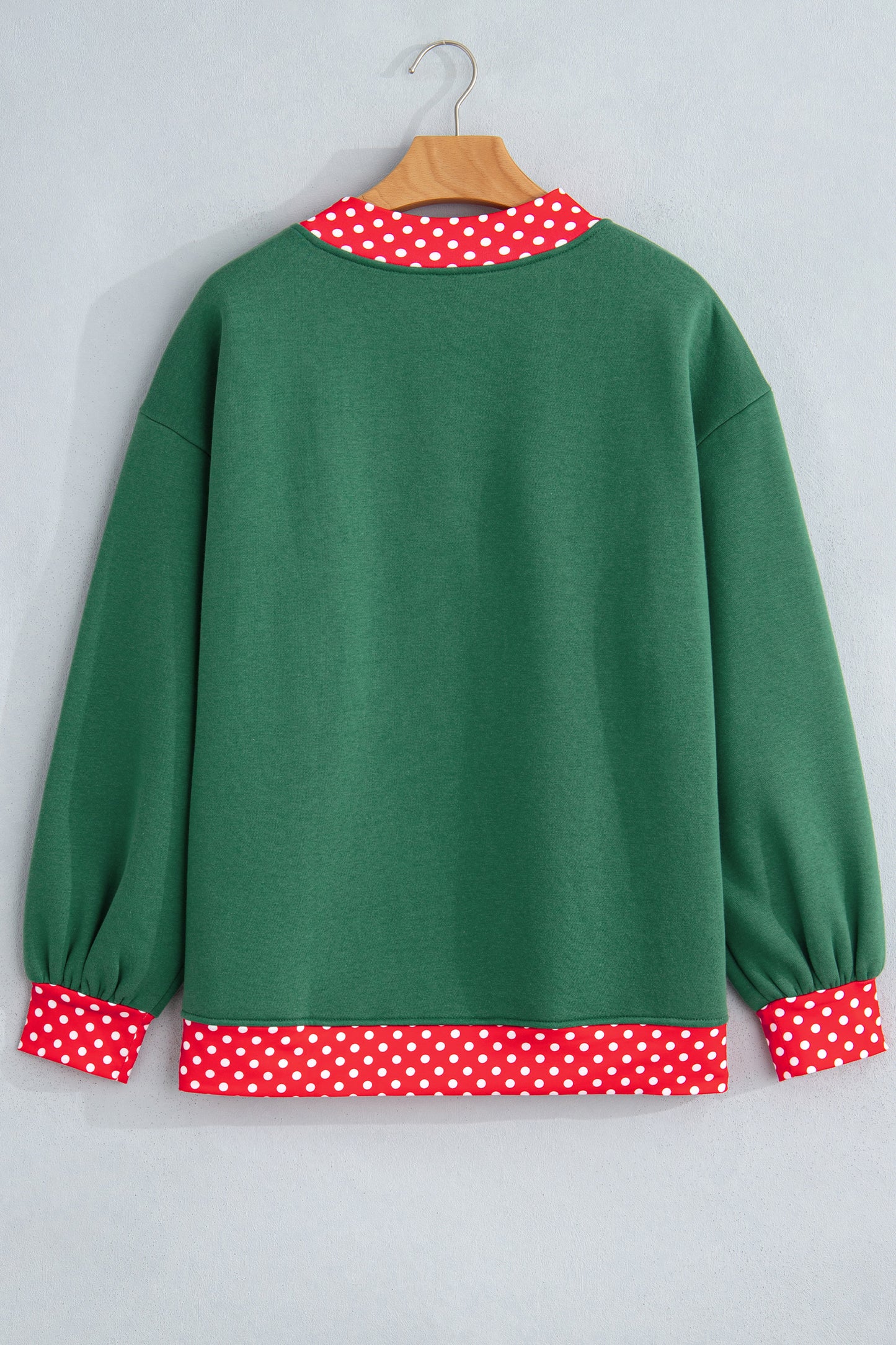 Red Polka Dot Trim Oversized Colorblock Sweatshirt