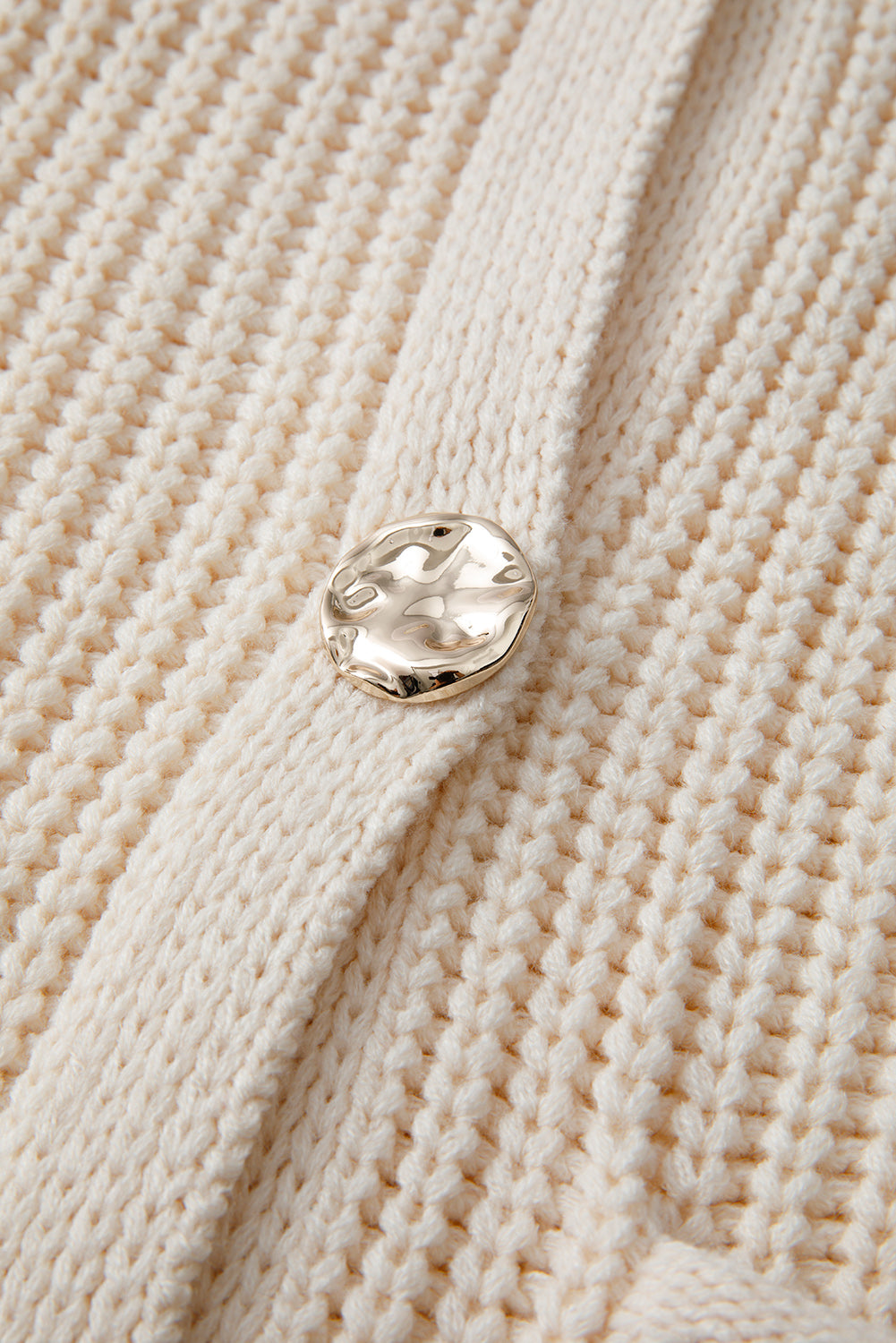 White Chunky Knit Button Front Sweater Vest Women