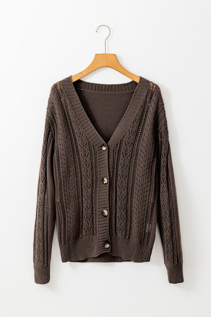 Canton Open Knit Drop Shoulder Sweater Cardigan