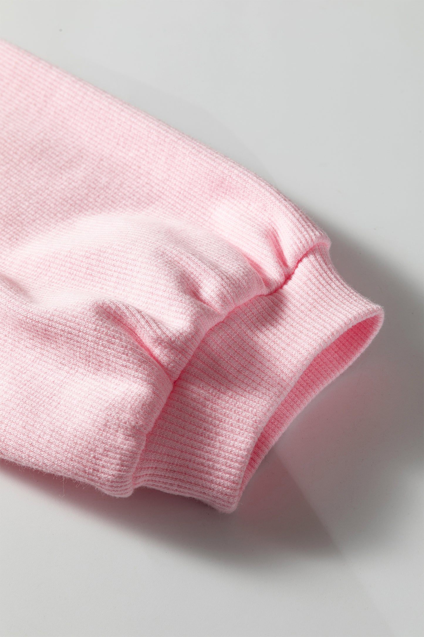 Pink XOXO Heart Embroidered Ribbed Knit Valentines Sweatshirt
