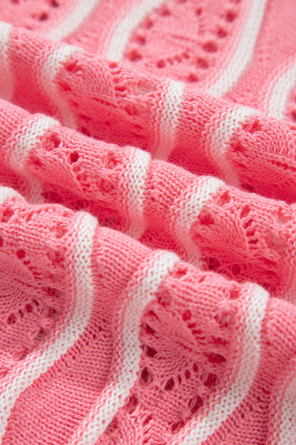 Women's Wavy Stripe Open Knit Pullover Sweater