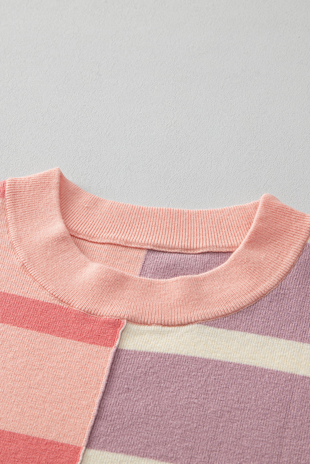 Neutral Colorblock Knit Sweater – Oversized Fit Pullover