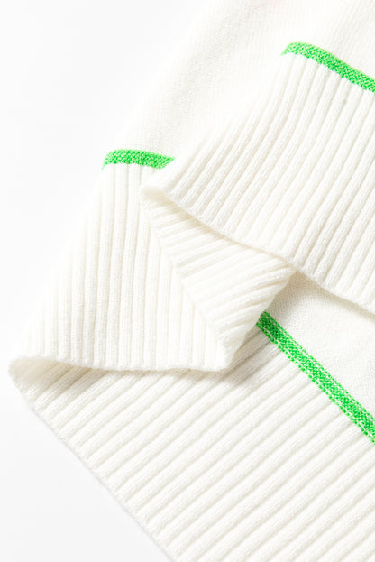 Colorblock Striped Half Sleeve Drop Shoulder Sweater