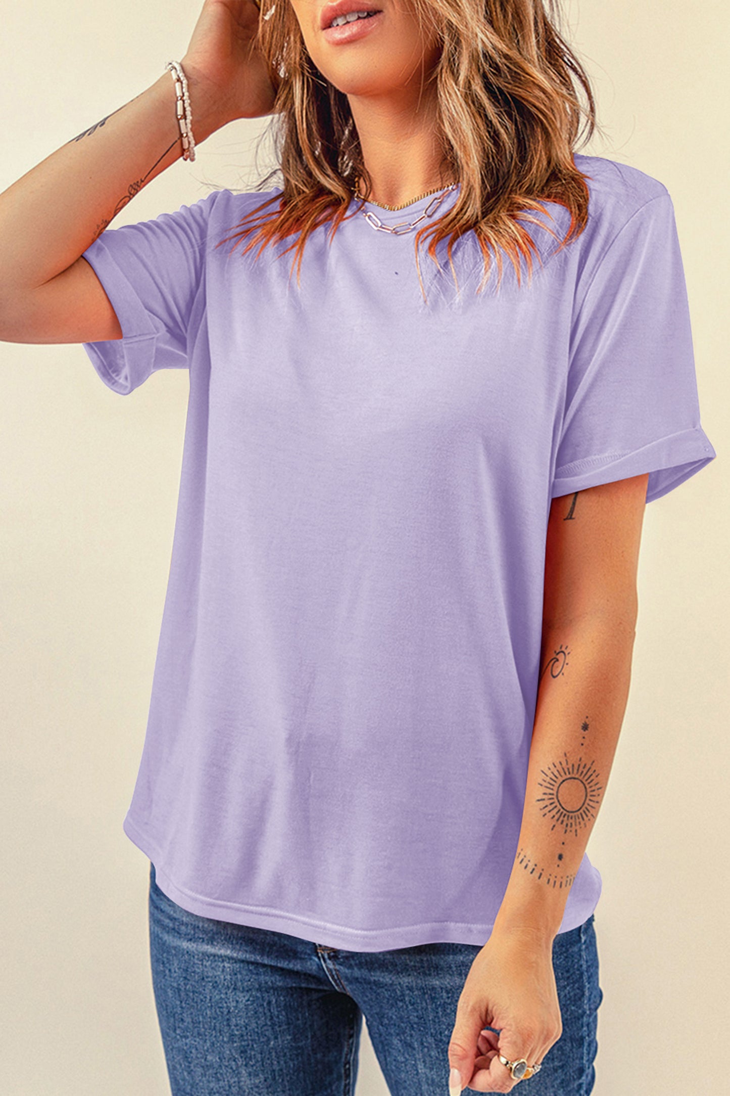 White Casual Crew Neck Short Sleeve Basic Tee