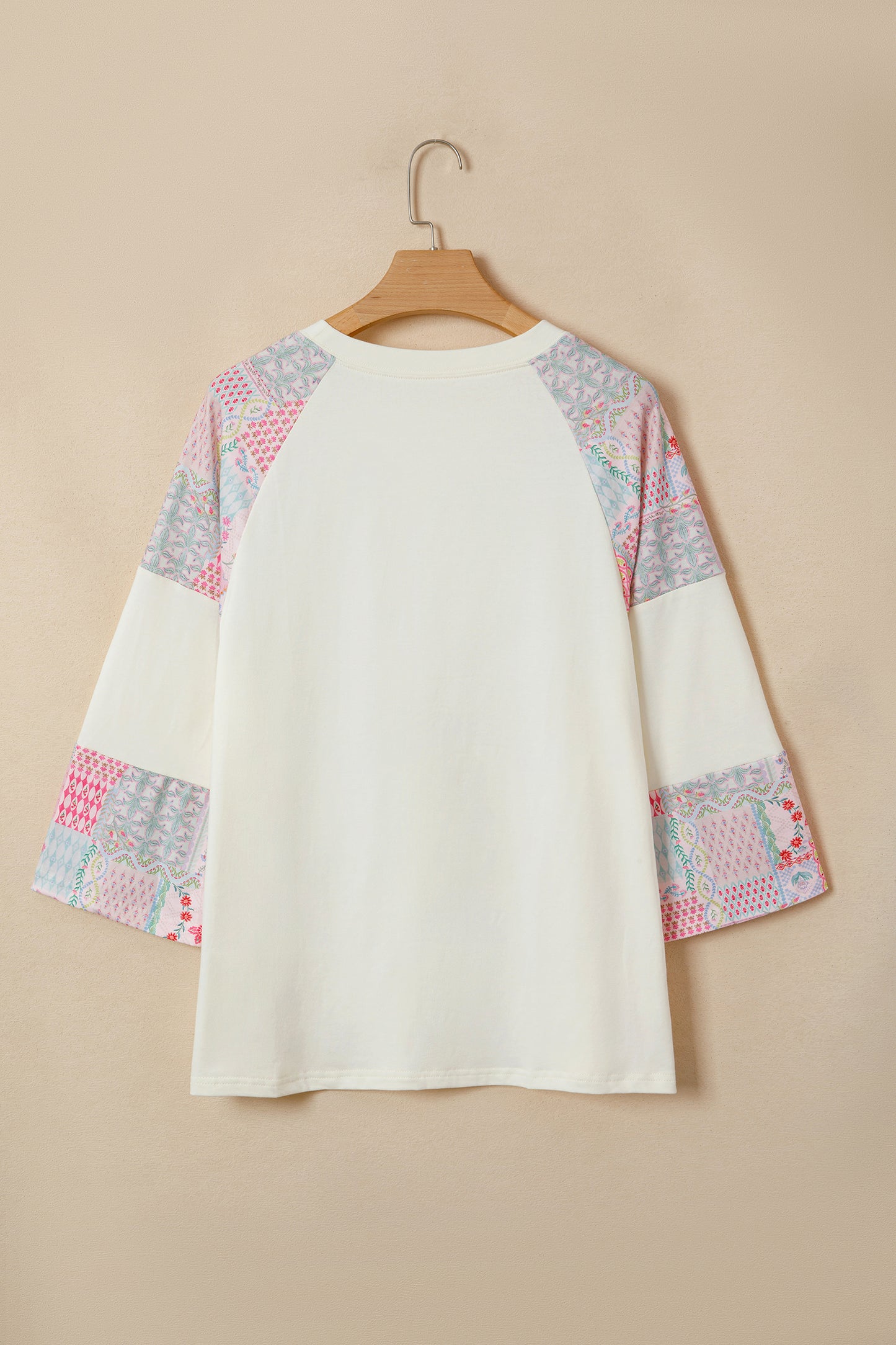 Boho Patchwork Floral Graphic Long Sleeve Top Women