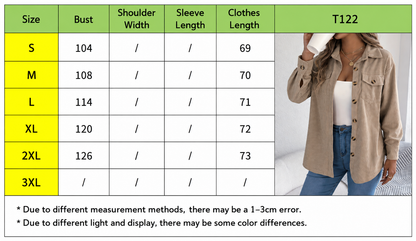 Women’s Corduroy Button Down Shacket with Pockets