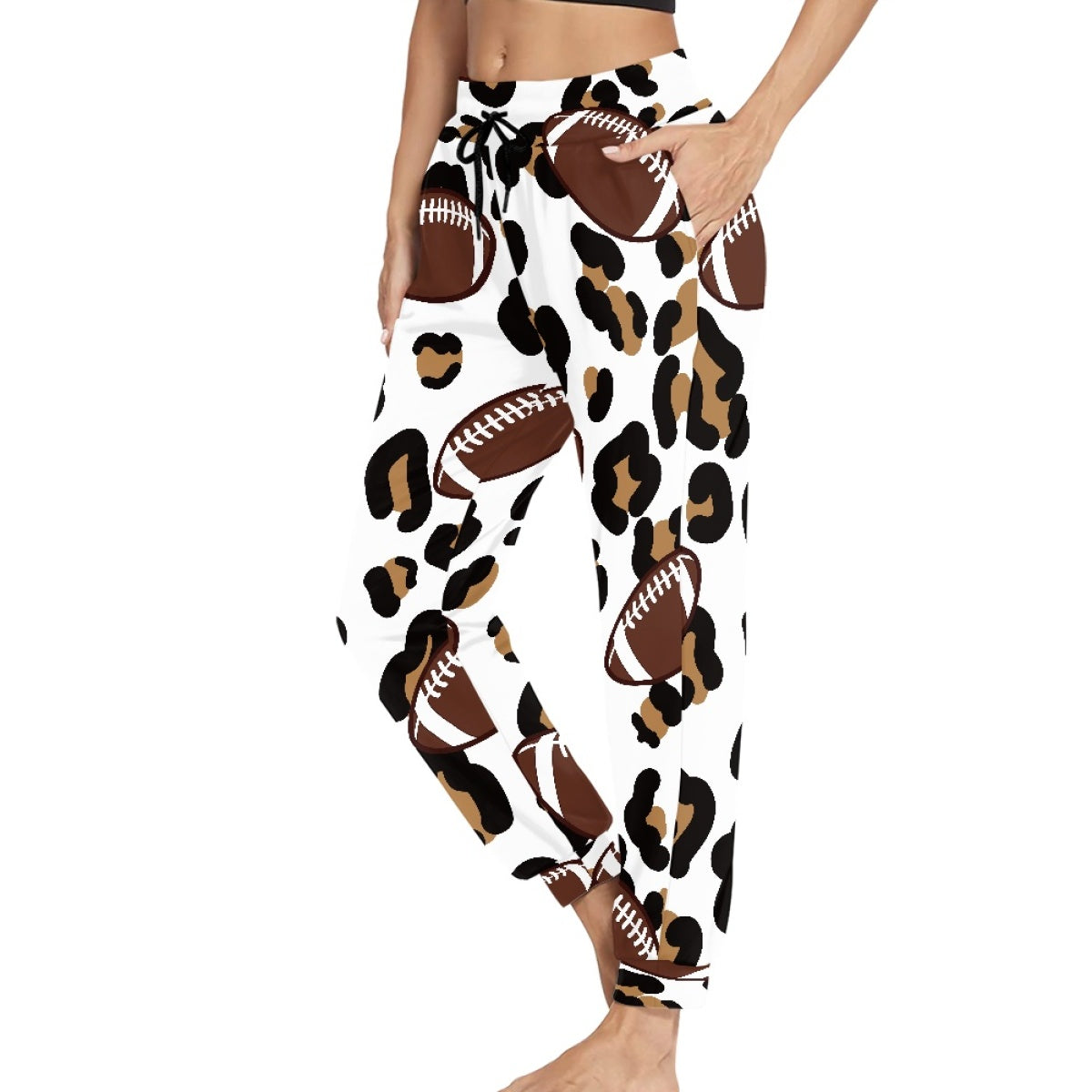 Rugby Adult Drawstring Trousers with Leopard Print